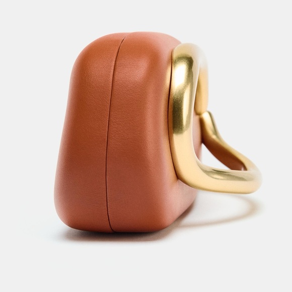 Zara Gold Clasp Box Bag/  Clutch Orange NWT - Picture 2 of 7